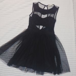 Tulle Mesh Mini Cut Out Dress